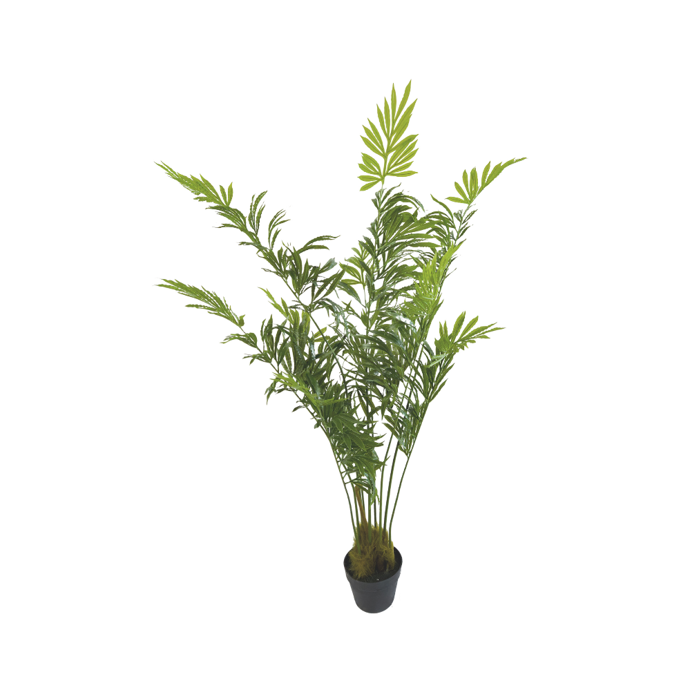 Pianta artificiale per interno Palma areca caryota cm 140 verde c/vaso